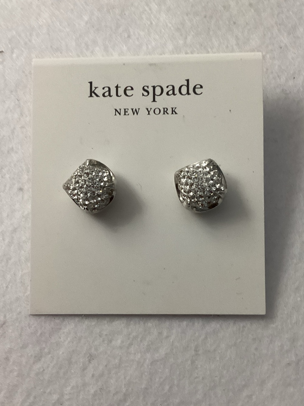 kate spade Silver Crystal Pavé Cushion Stud Earrings